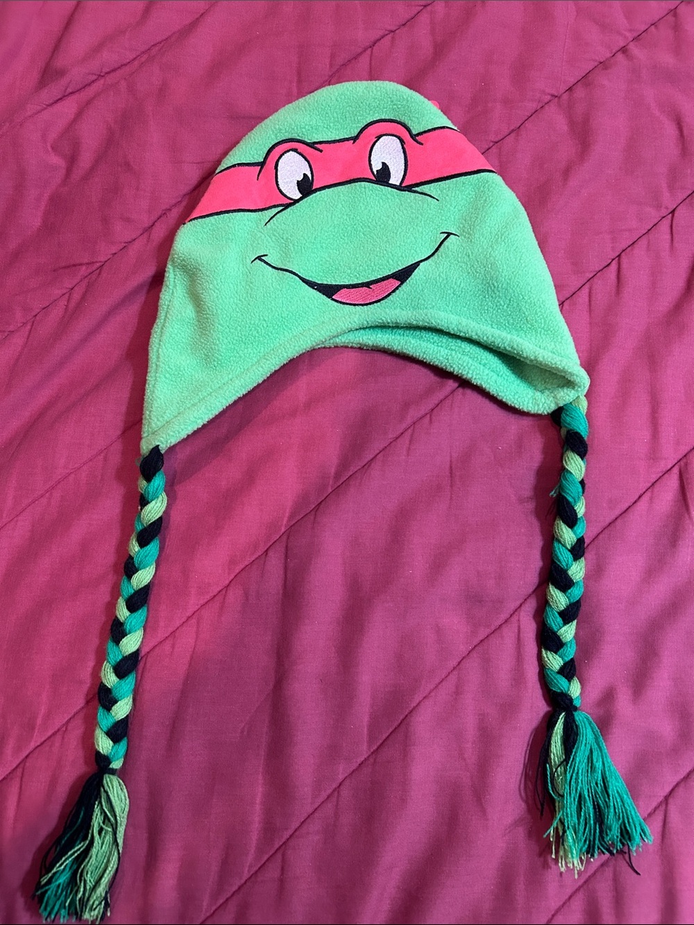 Adults Green Ninja Turtle - Character Reversible Toboggan with Braided Tassel